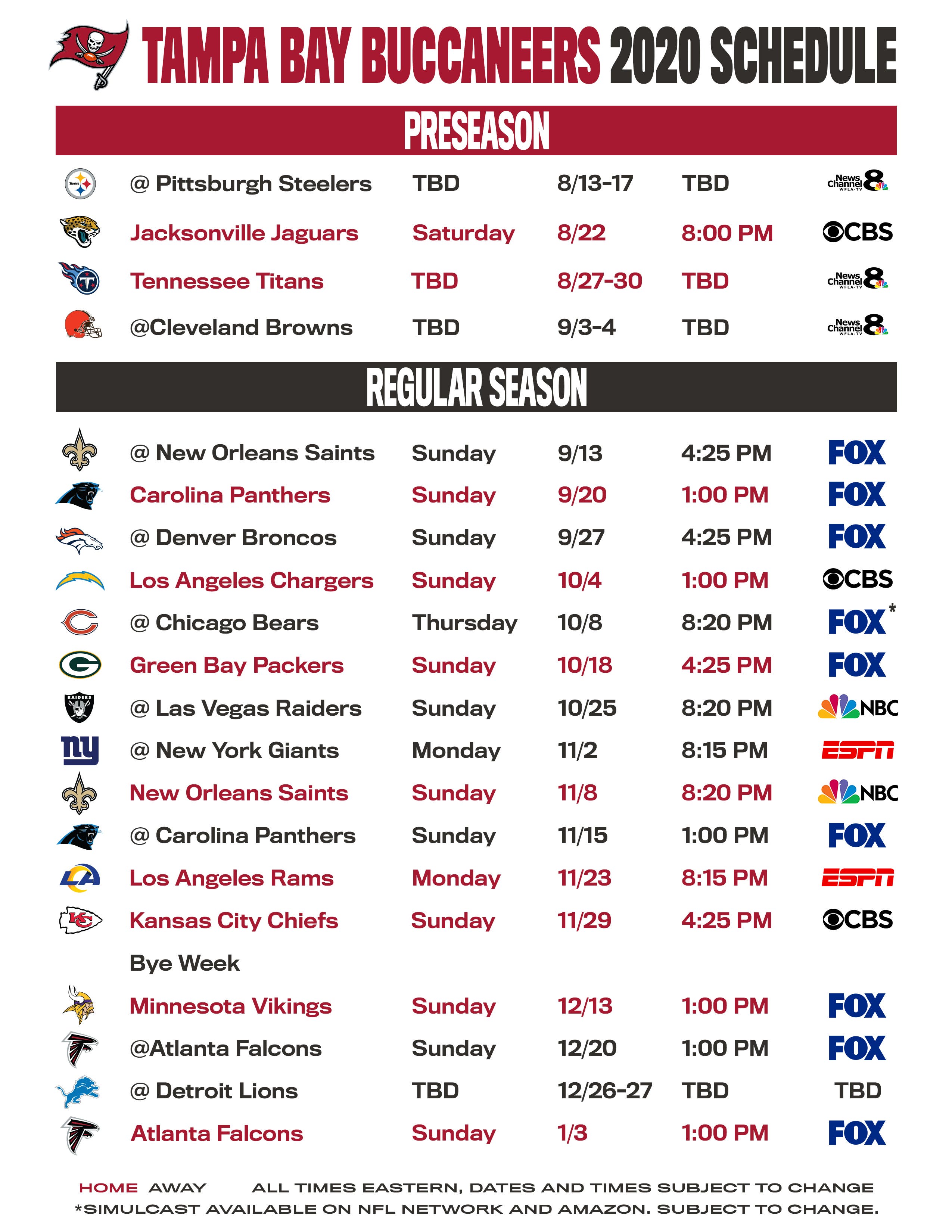 Buccaneers Release 2020 Game Schedule Tampa FL Patch Buccaneers Release 2020 Game Schedule Tampa FL Patch
